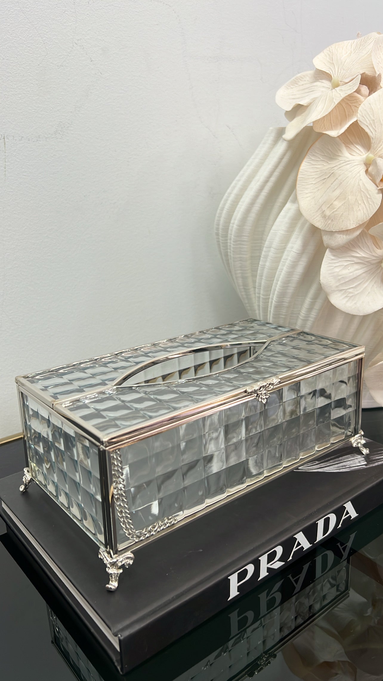 Porcha silver tissue box - Luscious Homewares