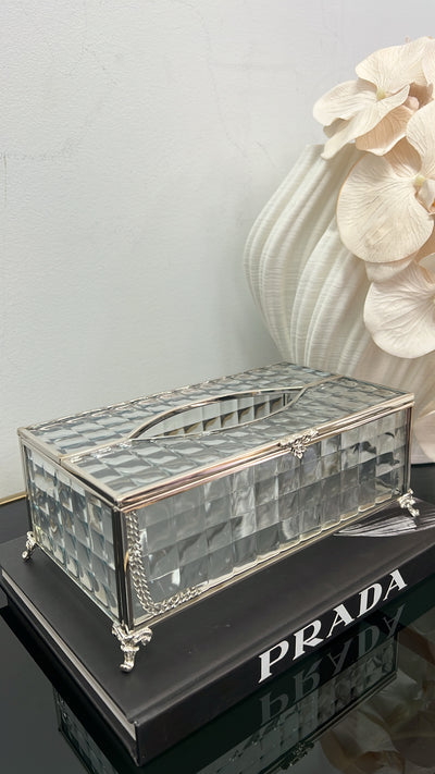 Porcha silver tissue box - Luscious Homewares