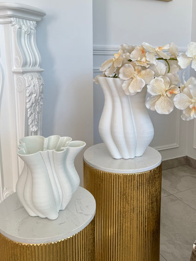 Ribbed marble gold table set of 2 - Luscious Homewares
