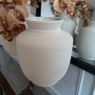 Ria Textured handmade beige vase