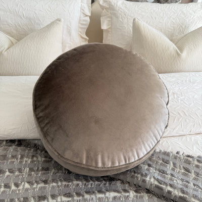 Dark champagne round cushion 50cm diameter
