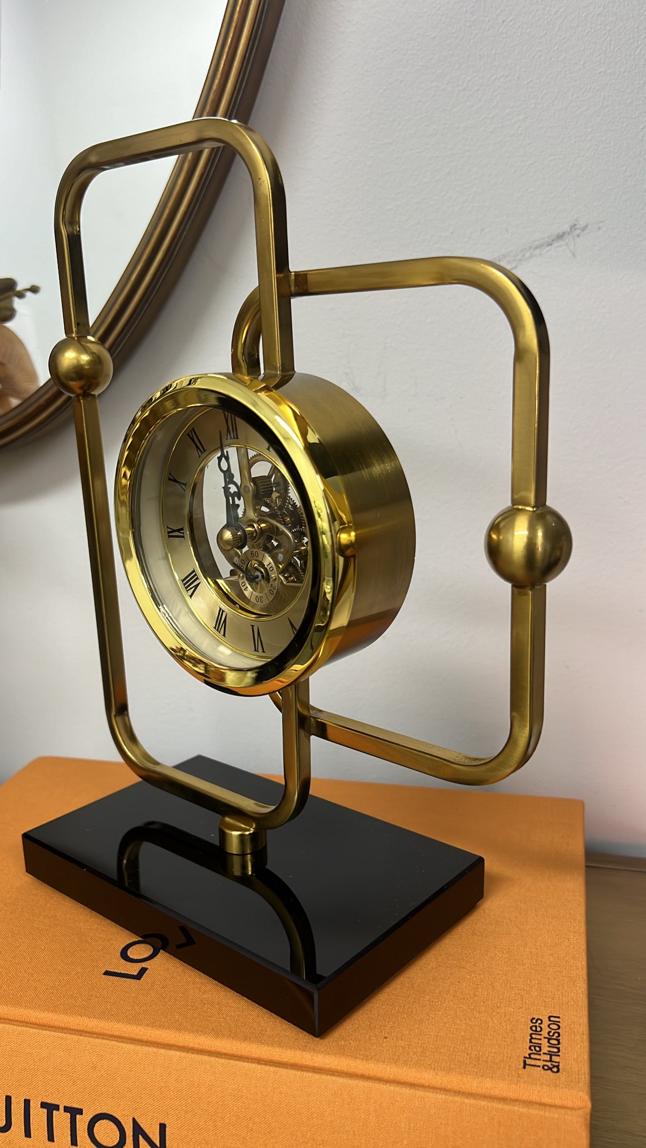 Gold brass clock - Luscious Homewares