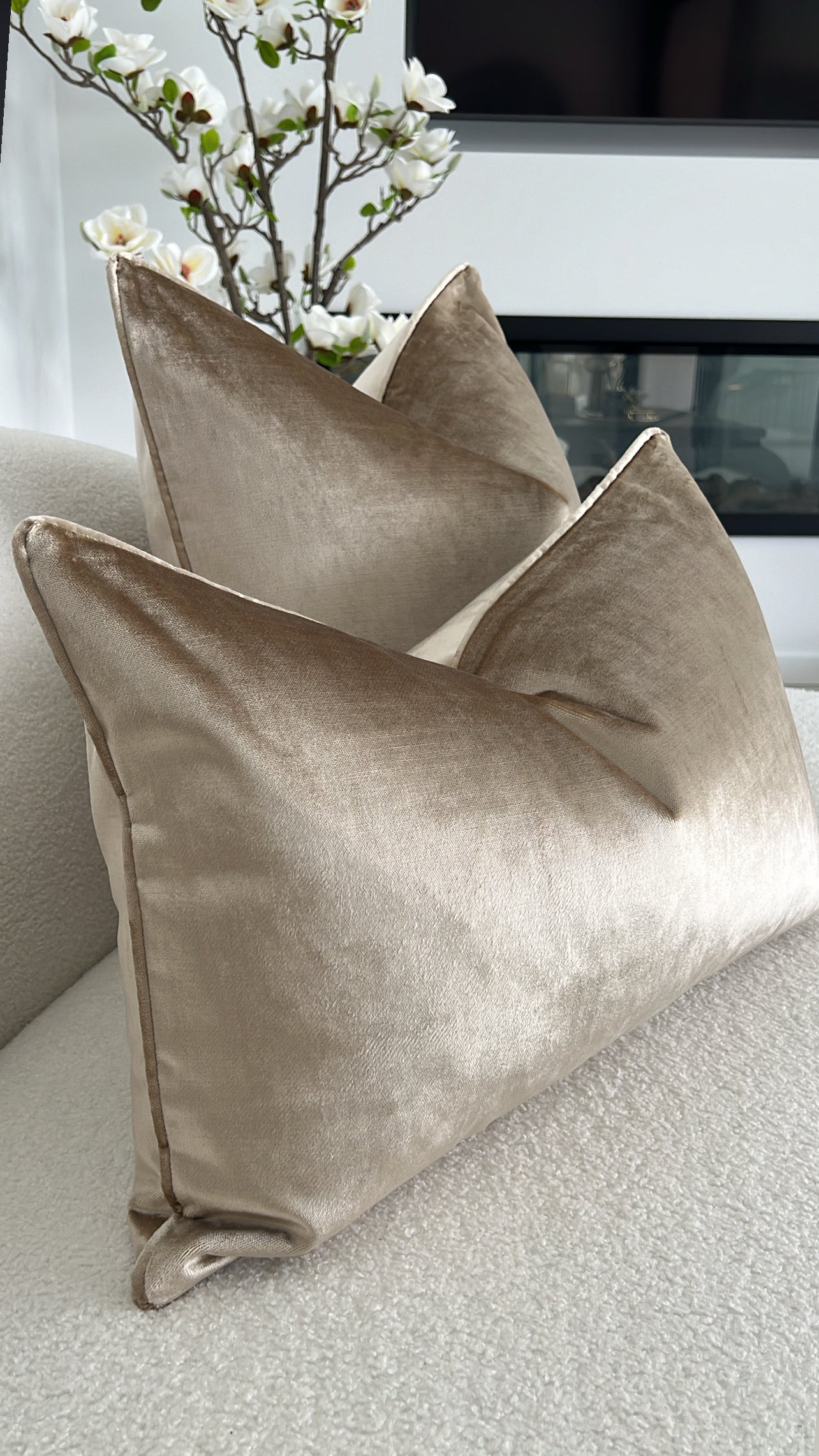 De-luxe latte velvet cushion - Luscious Homewares