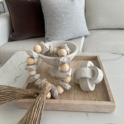Stone + wooden decorative bead chain tassels