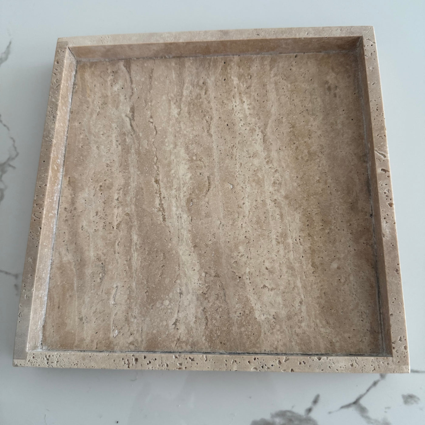 Travertine Stone square tray 25x25cm - Luscious Homewares