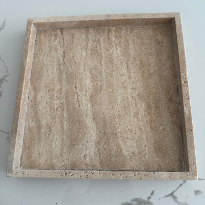 Travertine Stone square tray 25x25cm - Luscious Homewares