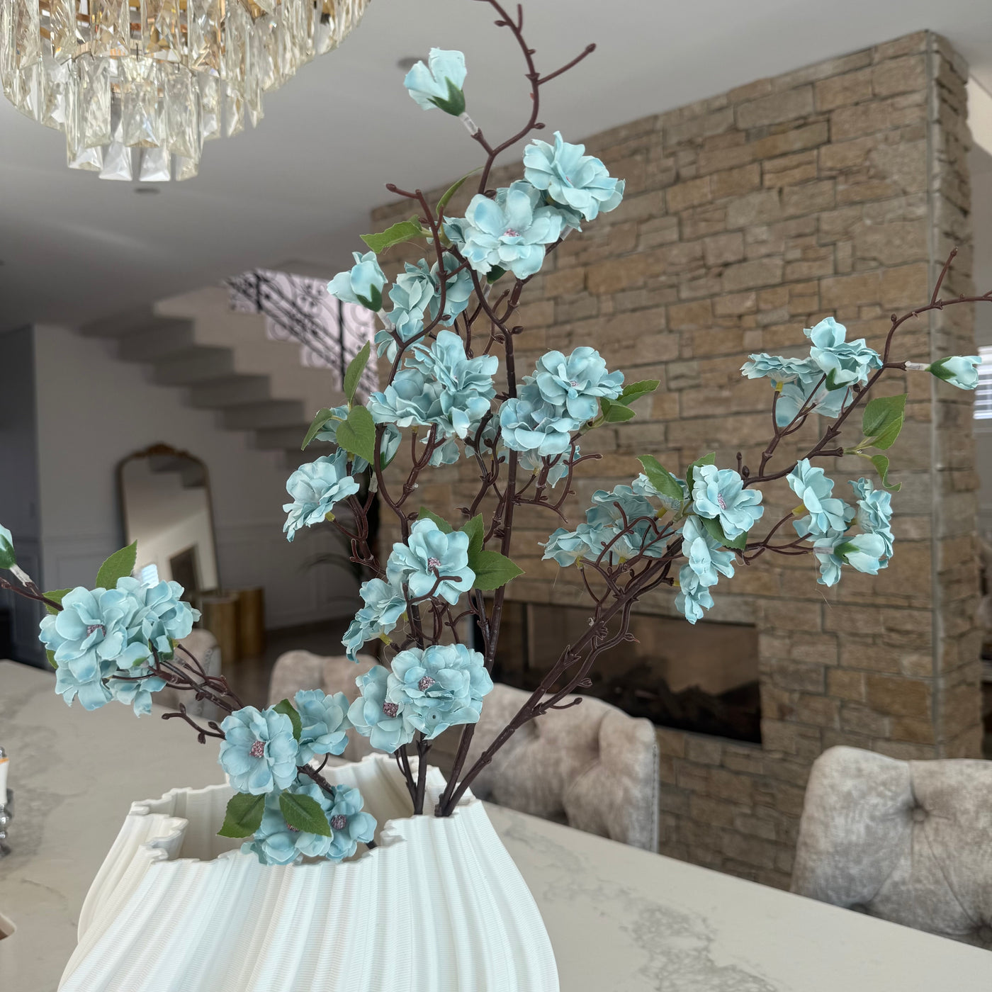 Blue floral Cherry blossom 110cm stem