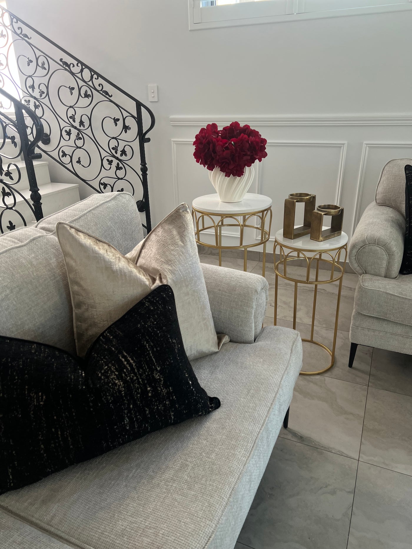 Tall Round gold marble table set of 2 - Luscious Homewares
