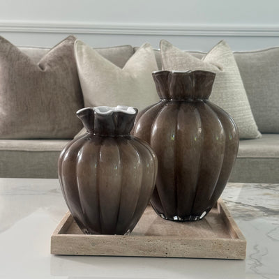 Fontana smoked taupe Glass vase