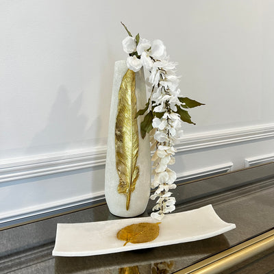 Jalina resin Quartz vase gold foil leaf