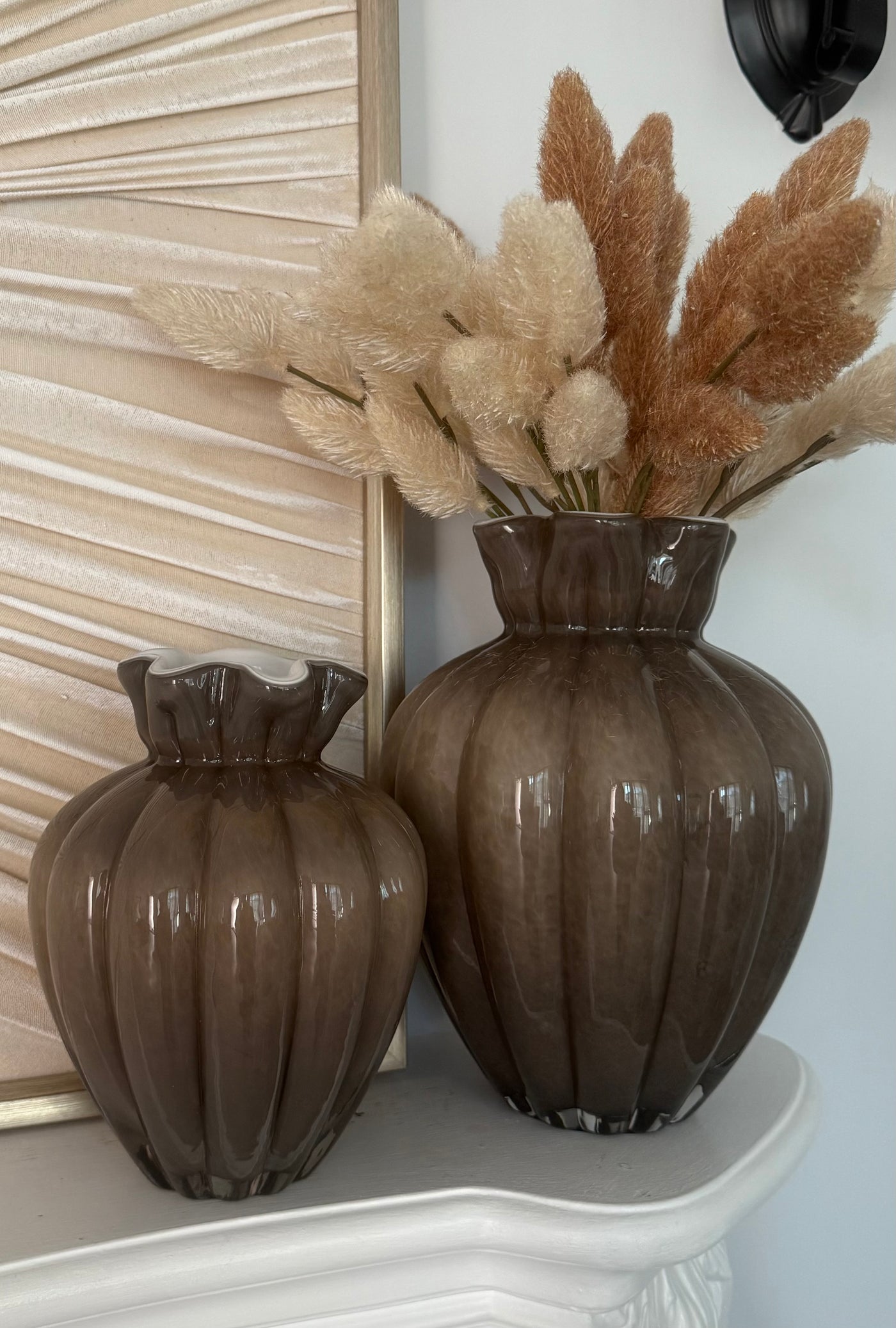 Fontana smoked taupe Glass vase