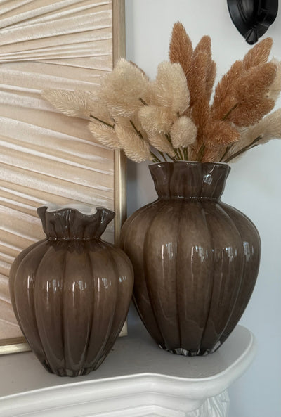 Fontana smoked taupe Glass vase