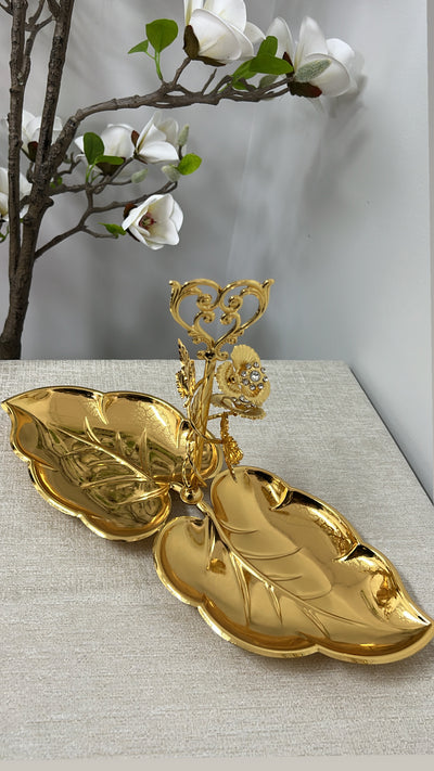 Intricate gold leaf serving platter - Luscious Homewares