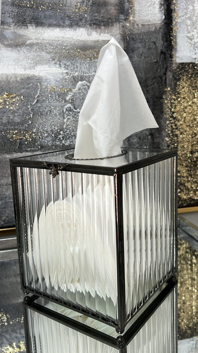 Porcha square black tissue box - Luscious Homewares