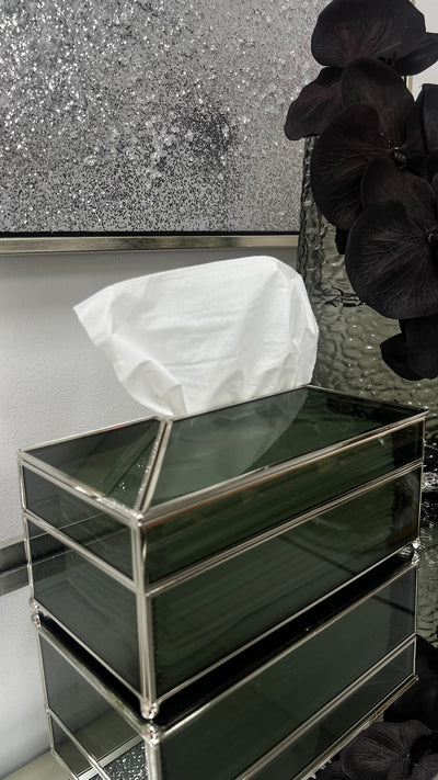 Mercury smoked silver tissue box - Luscious Homewares