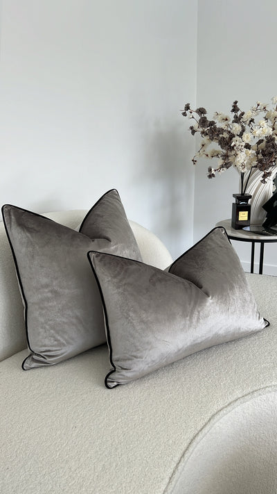 Hilton silver /black trim cushion - Luscious Homewares