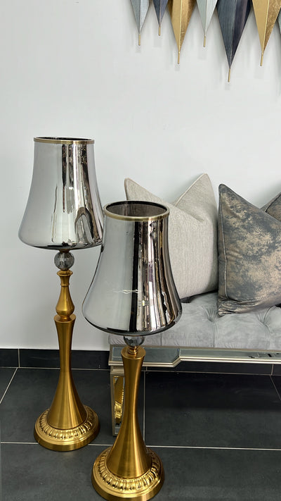 Adonis brass floor vase / hurricane - Luscious Homewares