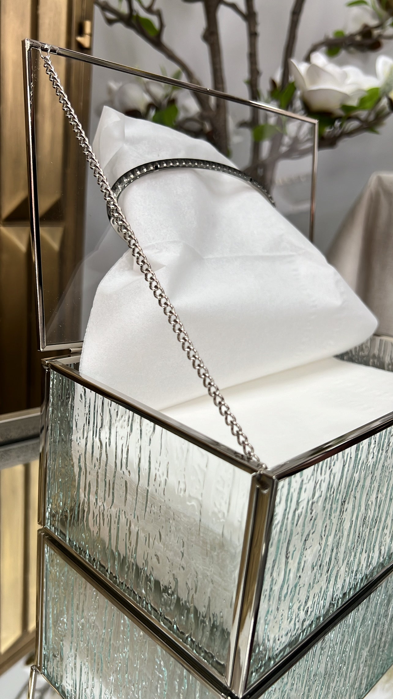 Waterfall silver tissue box - Luscious Homewares