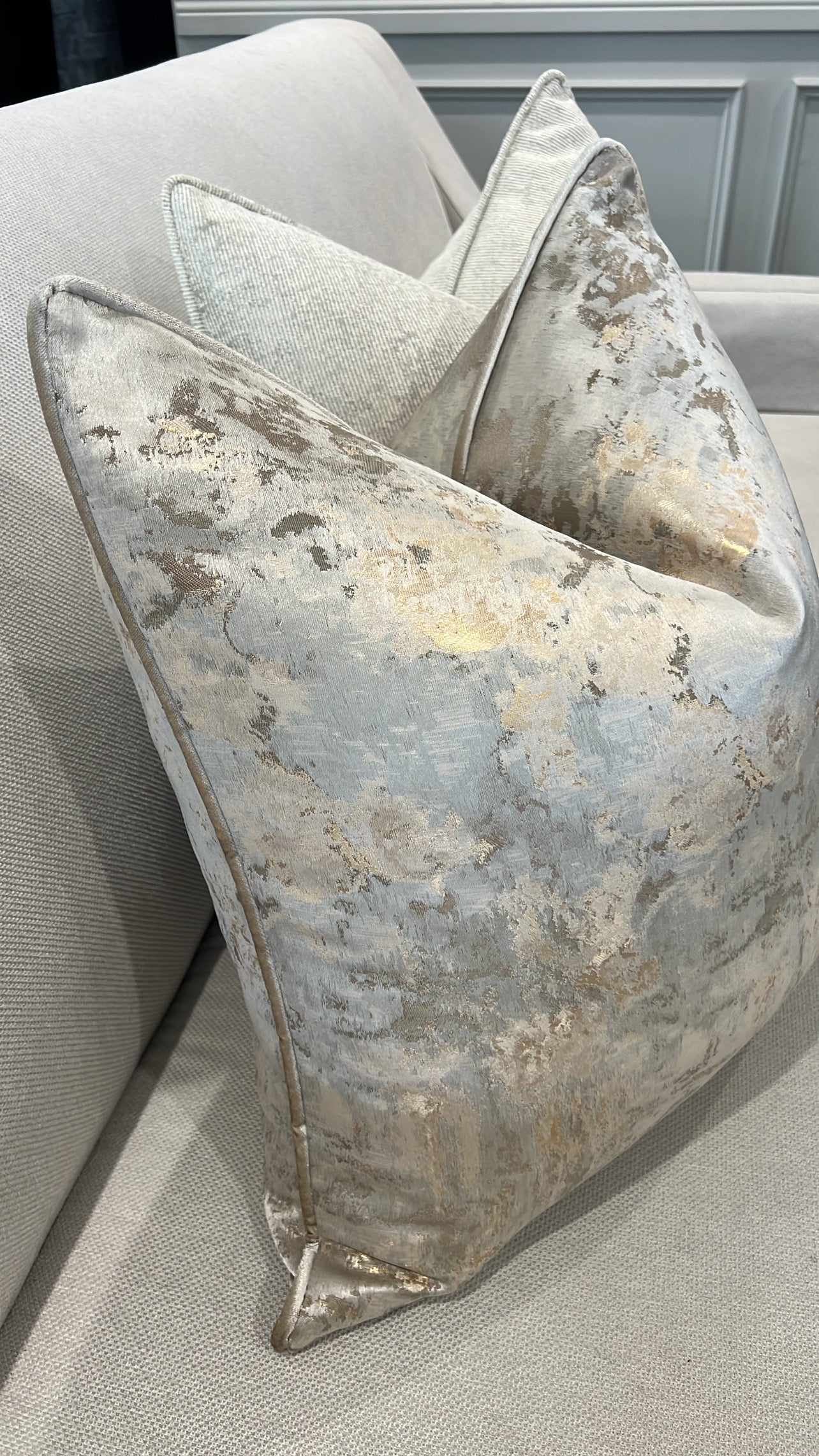 Nuvola gold and duck egg cushion - Luscious Homewares