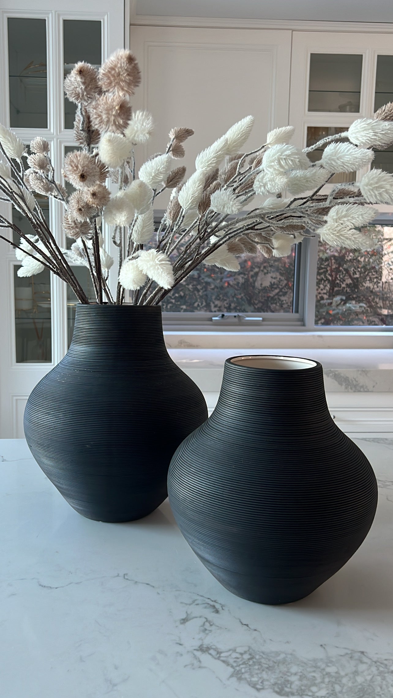Nia Textured handmade Black vase - Luscious Homewares