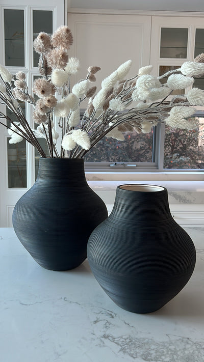 Nia Textured handmade Black vase - Luscious Homewares