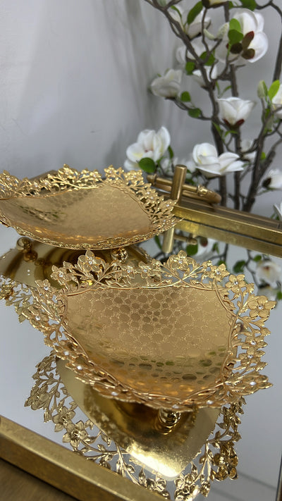 Intricate gold serving decorative / snack tray - Luscious Homewares