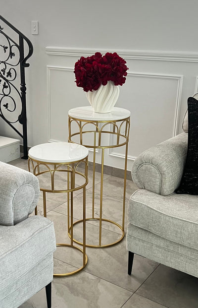 Tall Round gold marble table set of 2 - Luscious Homewares