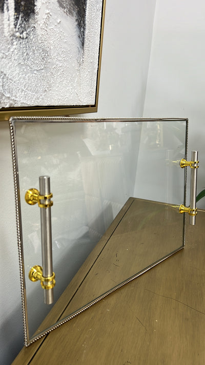 Silver rim glass tray rectangle - Luscious Homewares