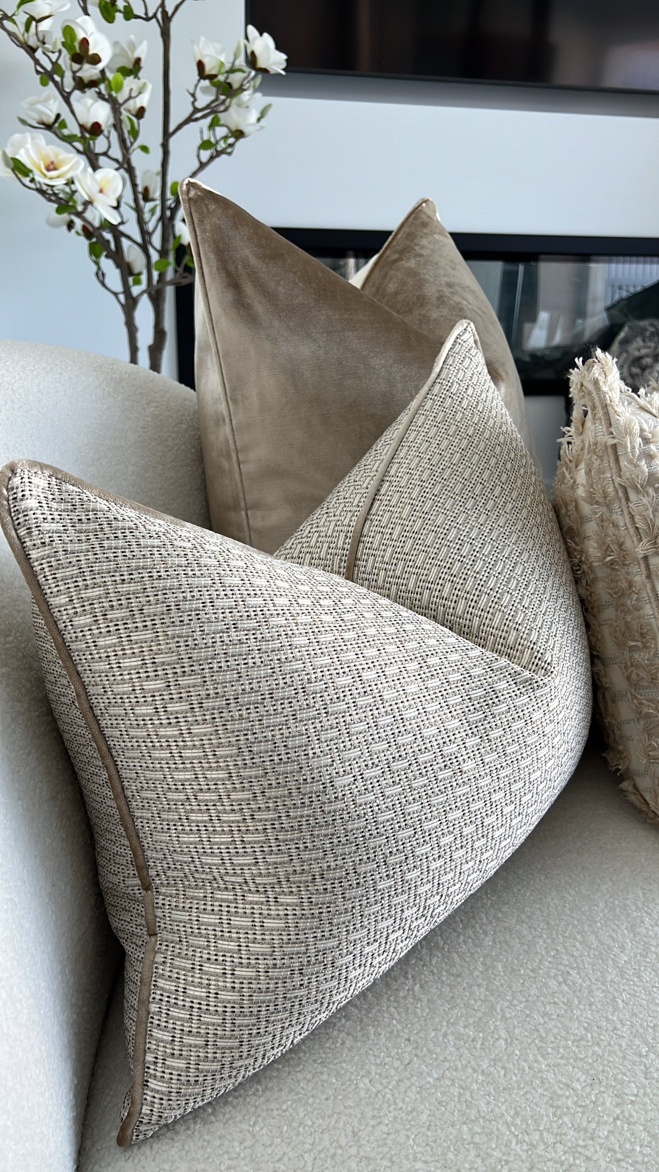 De-luxe latte velvet cushion - Luscious Homewares