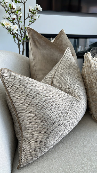 De-luxe latte velvet cushion - Luscious Homewares